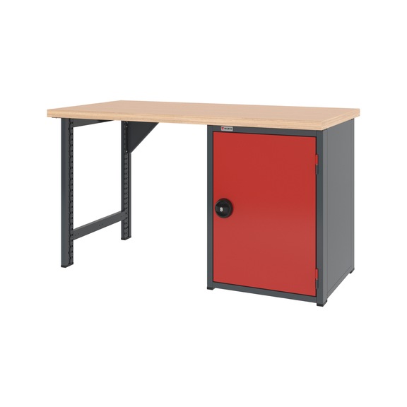 System workbench 1500&nbsp;mm with 1 workbench foot and hinged door undercounter cabinet 8.6 - WRKBNCH-1LEG-WNGDRCAB-1500-H835-R3020