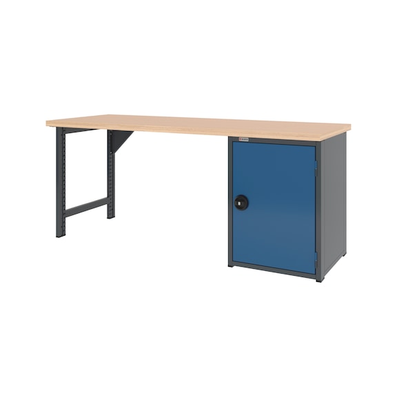 System workbench 2000&nbsp;mm with 1 workbench foot and hinged door undercounter cabinet 8.6 - WRKBNCH-1LEG-WNGDRCAB-2000-H835-R5010