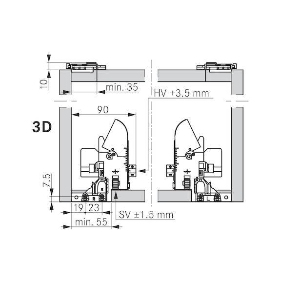 Coulisse de tiroir basse à extension totale Dynapro Soft-Close Liquid, 40/70 kg - 5