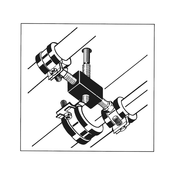 Universalwürfel für Rohrbefestigung bei der Deckenmontage und Steigestrang - 3