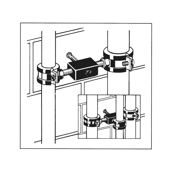 Universalwürfel für Rohrbefestigung bei der Deckenmontage und Steigestrang - 4