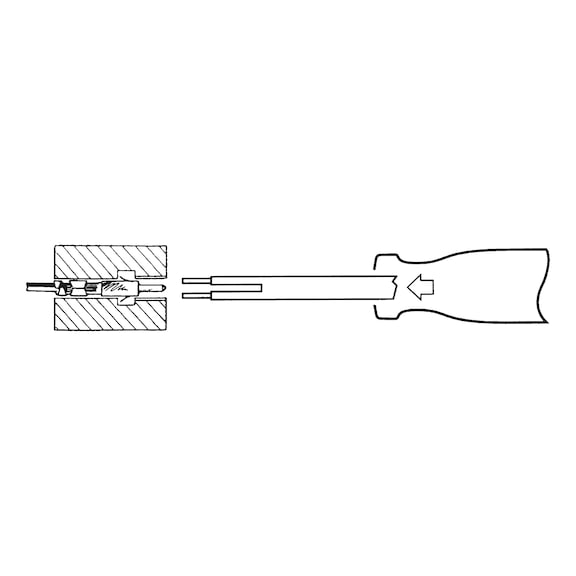Release tool For connectors with two symmetrically arranged locking lugs - RLSETL-2NOTCH-(MTII+III)-1556-1,6MM