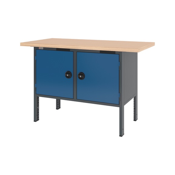 System cabinet workbench 1500 mm with 2 undercounter blocks 8.6 - CWB-SYSTEM-2WNGDR-1500-RAL5010