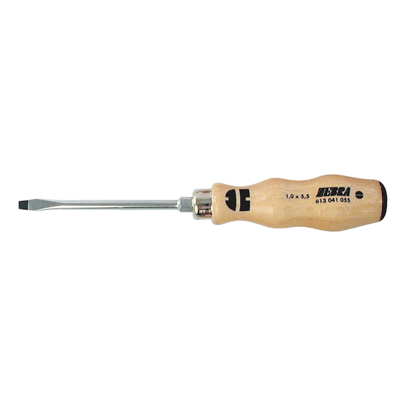 Slotted screwdriver with wooden handle - 1