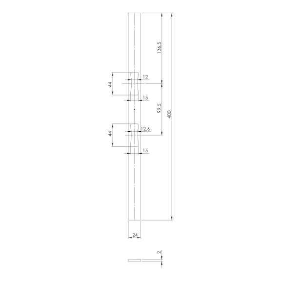 Schließplatte für Rohrrahmen-Einsteckschlösser RR03 - 2