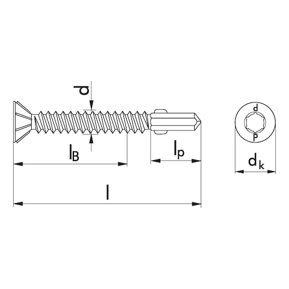 Wing-type drilling screw, countersunk milling head with AW drive piasta<SUP>®</SUP> - 2