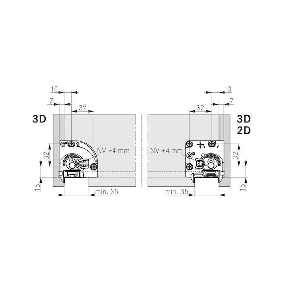 Dynapro Tipmatic full-extension concealed slide 60 kg For handle-free drawer panels - 9