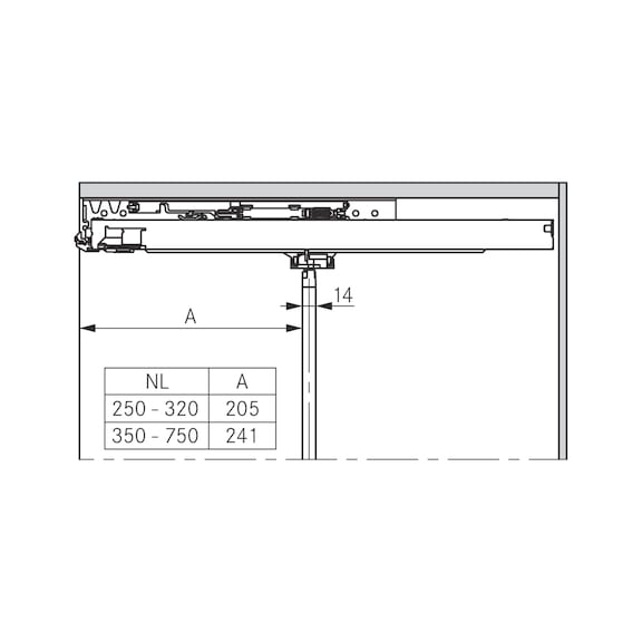 Dynapro Tipmatic full-extension concealed slide 60 kg For handle-free drawer panels - 2