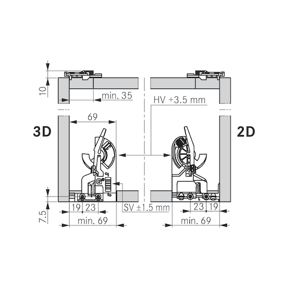 Dynapro Tipmatic full-extension concealed slide 60 kg For handle-free drawer panels - 6