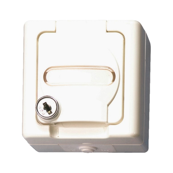 ELMO<SUP>®</SUP> AP damp room earthing contact plug socket With lock - SKT-SM-(LOCK-4)-WHITE-16A-250V