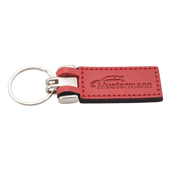 Key fob Square - KEYFOB-PRNT-LEATHER-SQUARE-RED-2SIDE