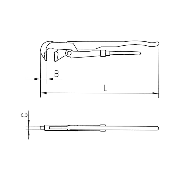 90° corner pipe wrench - PIPGRP-KNEE-90DGR-1IN
