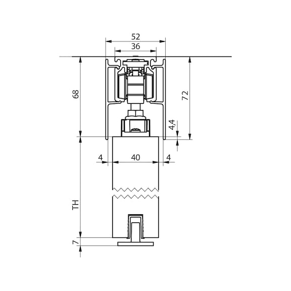 Zimmerschiebetürbeschlag-Set SCHIMOS 120-HS für die Deckenmontage bei Holztüren - 2