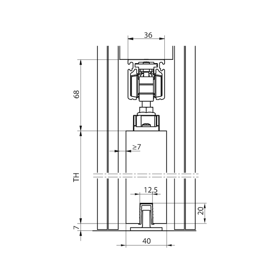 Zimmerschiebetürbeschlag-Set SCHIMOS 120-HS für die Deckenmontage bei Holztüren - 3