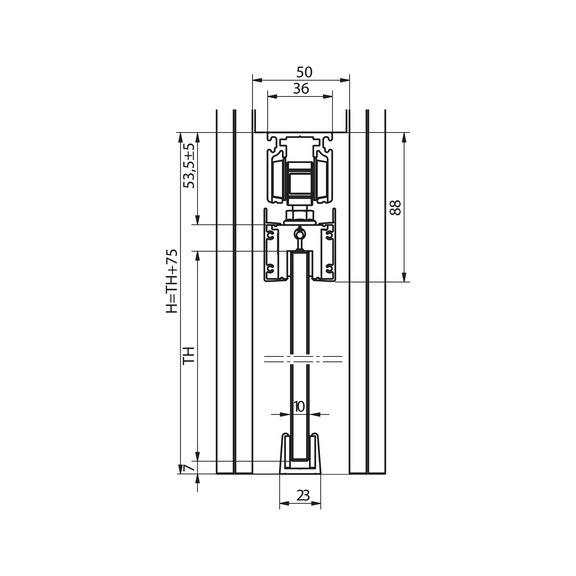 Zimmerschiebetürbeschlag-Set SCHIMOS 80-GN für die Deckenmontage bei Glastüren - 2