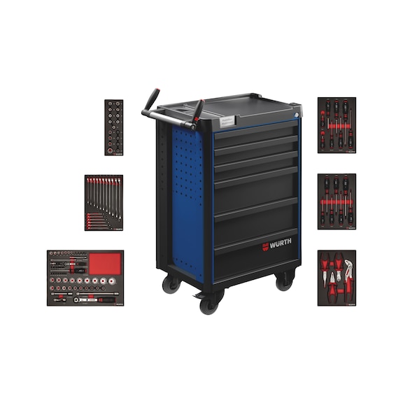 System workshop trolley Pro 8.4, equipped - WRKSHPTRLY-PRO-8.4-6DRWR-EQUIP-R5010