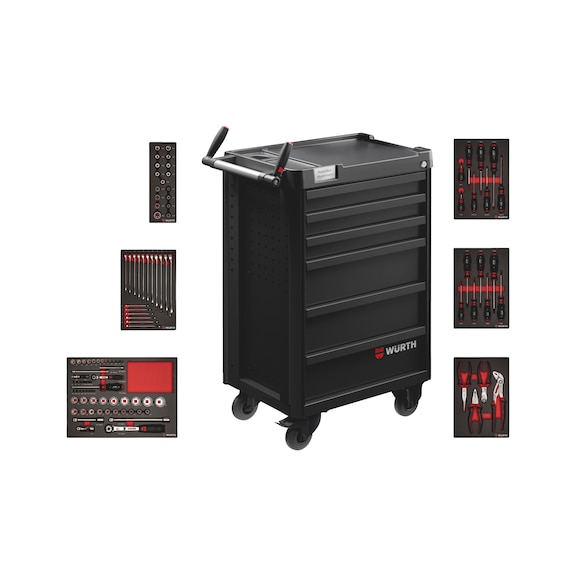 System workshop trolley Pro 8.4, equipped - WRKSHPTRLY-PRO-8.4-6DRWR-EQUIP-R9017