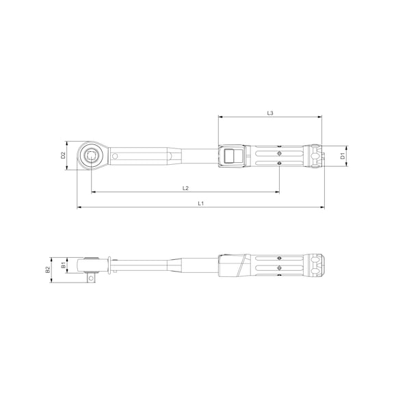 Torque wrench push-through ratchet 3/8 inch - 2