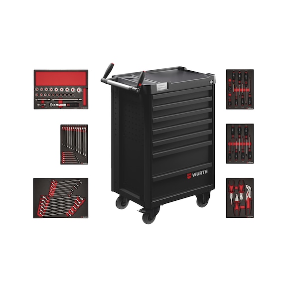 System workshop trolley Pro 8.4, equipped - WRKSHPTRLY-PRO-8.4-7DRWR-EQUIP-R9017