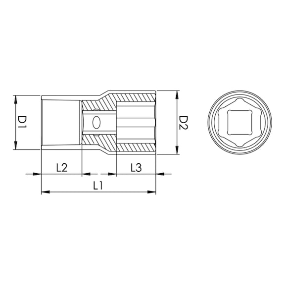 VDE-3/8 Zoll Steckschlüssel metrisch 6-kant kurz - 2