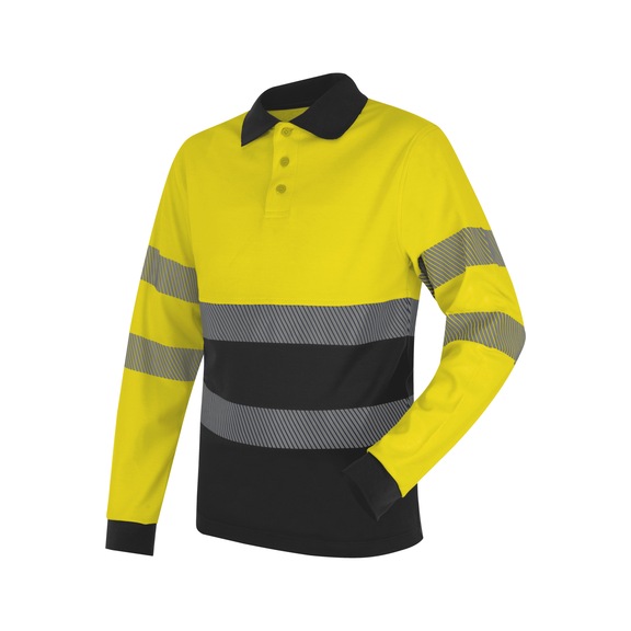 Long-sleeved polo shirt  High-vis. PREMIUM - HIVISPOLO-PREMIUM-YELLOW/GREY-L