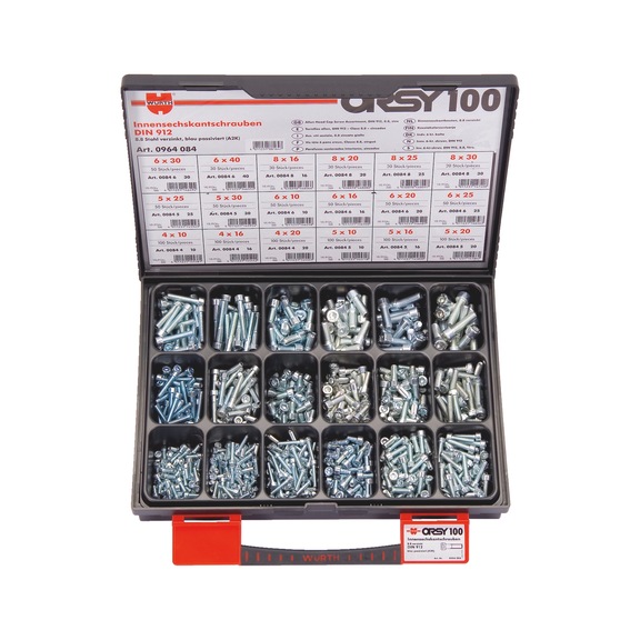 ORSY<SUP>®</SUP>cheese head screw with hexagon socket, assortment of 100 - SCR-SET-DIN912-8.8-(A2K)-1040PCS