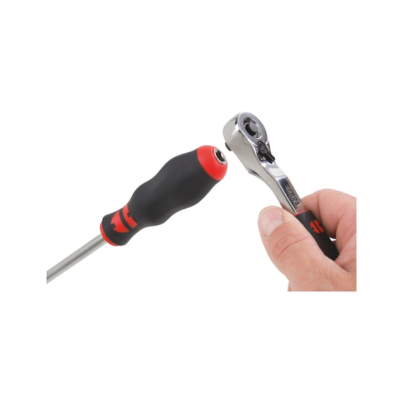 Screwdriver with 1/4 inch tip with square drive at the end of the handle - SCRDRIV-1/4IN-SKT-L225MM