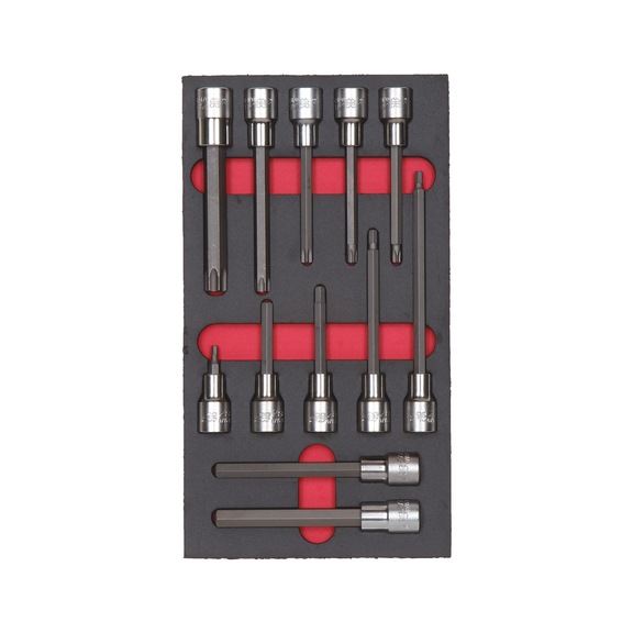 1/2 inch screwdriver bit assortment 12 pieces - SKTWRNCH-SET-1/2IN-TX-FOAM-12PCS