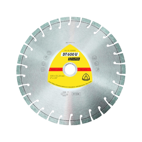 Diamond cutting disc DT 600 U Supra Klingspor - DIADDISC-KLINGSPOR-322634-9X2,6-D230