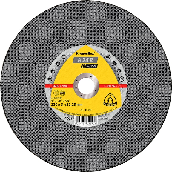 Grinding disc for steel Klingspor A 24 R Supra - GDISC-KLINGSPOR-13408-ST4-BO22,23-D180