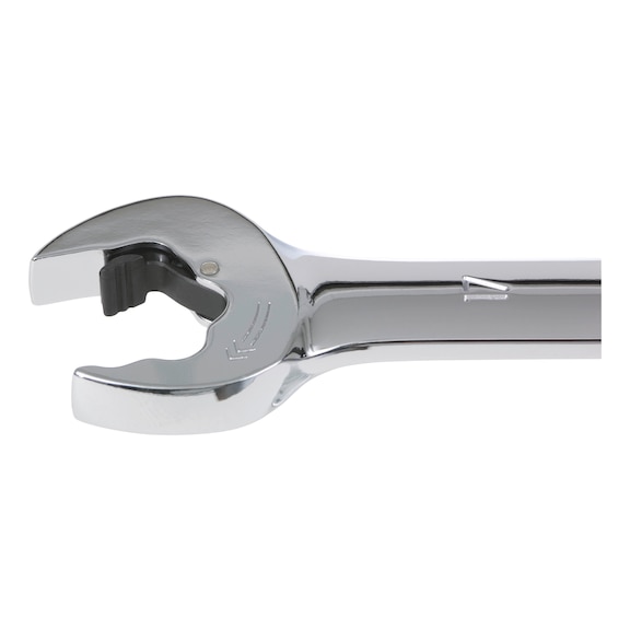 Metric ratchet combination wrench with ratchet function on both the box and open ends - 3