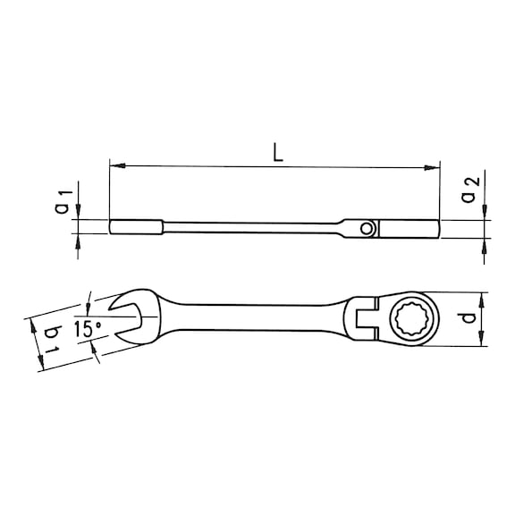 Ratchet combination wrench assortment, inch, flexible 6 pieces - 2