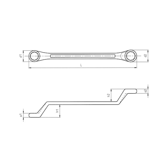 Double ring wrench, deep offset - DBRGSPN-METR-OFFSET-27X29