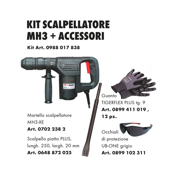 Kit scalpellatore MH3 con accessori