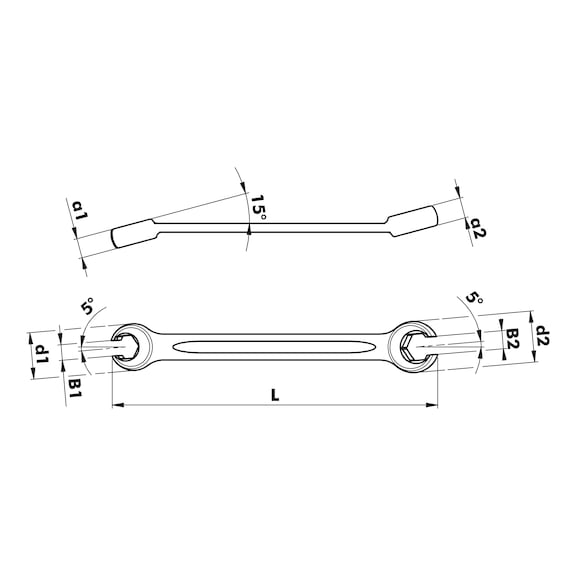 Double open end ring wrench, hexagon - 2