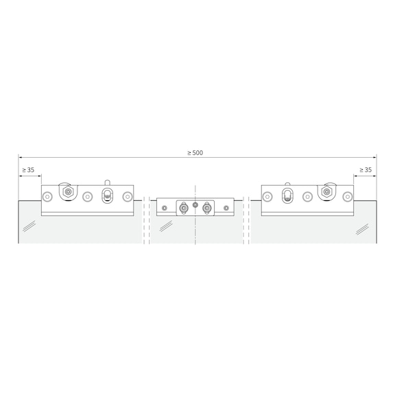 Zimmerschiebetürbeschlag-Set ABILIT 50-G für die Deckenmontage bei Glastüren - 5
