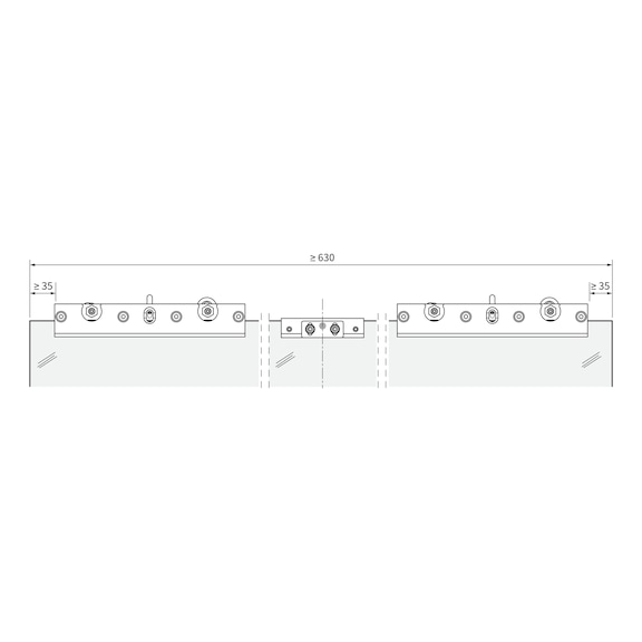 Zimmerschiebetürbeschlag-Set ABILIT 120-G für die Decken- und Wandmontage bei Glastüren - 5