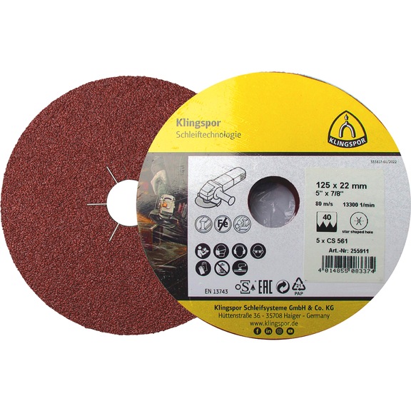 Vulcanised fibre disc Klingspor CS 561 - FBRDISC-KLINGSPOR-255914-125X22-G120