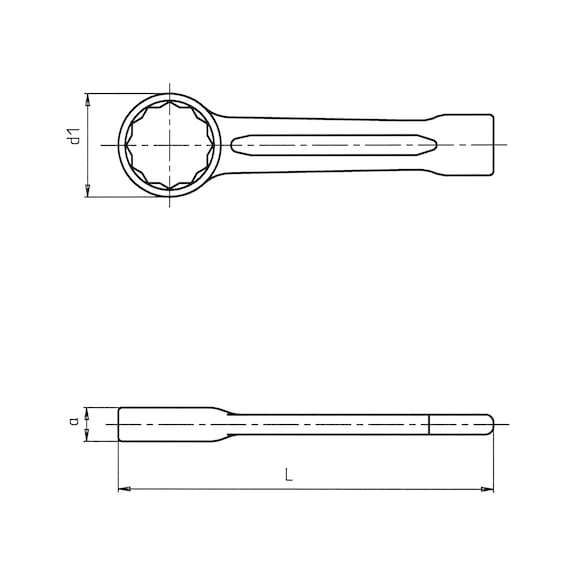 Chiave ad anello chiuso a percussione misure metriche, forma dritta - 2