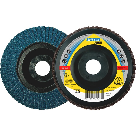 Abrasive flap disc Klingspor SMT 325 Extra - FLPDISC-KLINGSPOR-351279-XLOCK-D115-G80