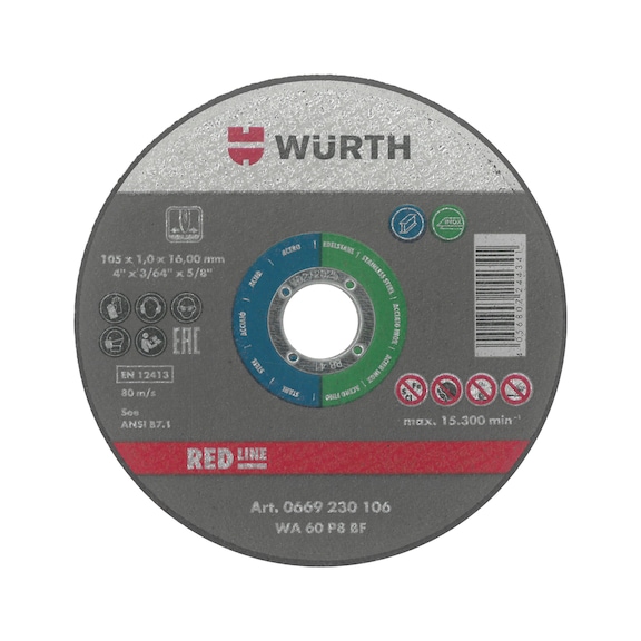 Cutting disc for stainless steel - CDISC-GREEN-RG-A2-SR-TH1,0-BR16,0-D105MM