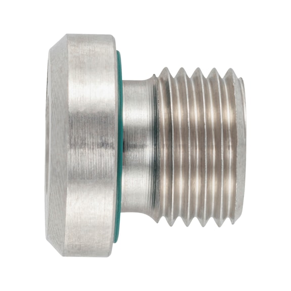 Hexagon socket threaded plug with collar, inch Stainless steel 1.4571 with FKM sealing ring - 1