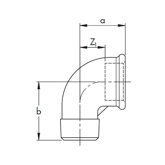 90° elbow with female and male thread EN10242 A4, hot-dip galvanised malleable iron - 2
