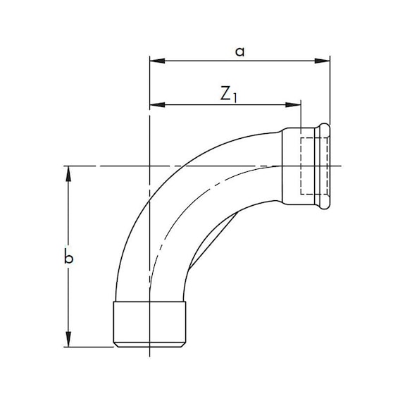 Long 90° elbow with female and male thread EN10242 G4, hot-dip galvanised malleable iron - 2
