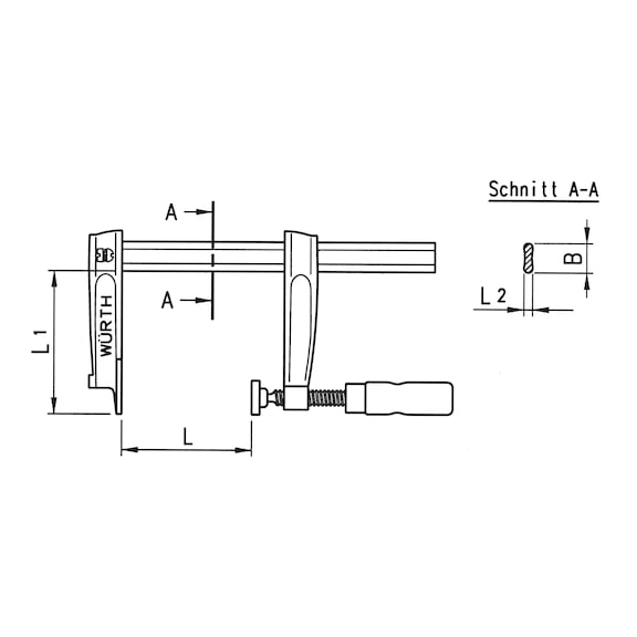 Solid steel screw clamp with wooden handle - 2