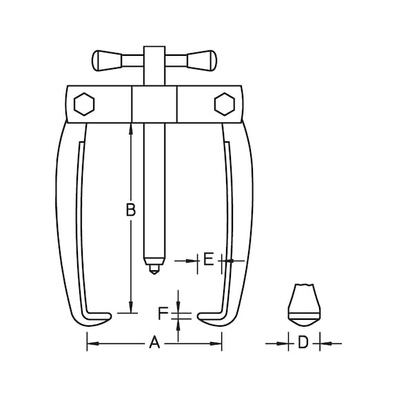Pole terminal puller, twin leg, 65 mm span - PLETRMLEXTR-2ARM-SPNW65MM