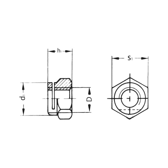 Dado scanalato per scarico, misura chiave normale DIN 14440, in acciaio con rivestimento spesso in rame - 2