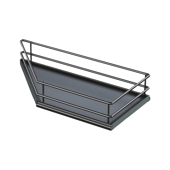 Hanging basket 45° For floor unit full-extension slide VS SUB Side and diagonal wall cupboard pull-out VS TAL Side, body width 300 mm - STRGBSKT-PR-ANTHR-45DGR-L-300MM