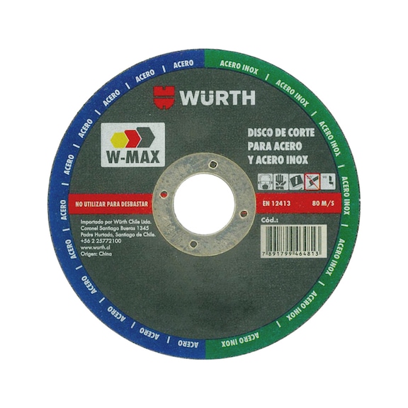 Disco de corte para acero inoxidable W-MAX - DISCO DE CORTE W-MAX 115X1,0X22,23