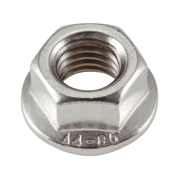 Serrated locking nut - NUT-HEX-FLG-SER-SIDIN6923-A4-(GL615)-M10